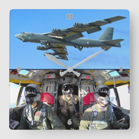 B-52Hストラトフォートレス スクエア壁時計 (正面)