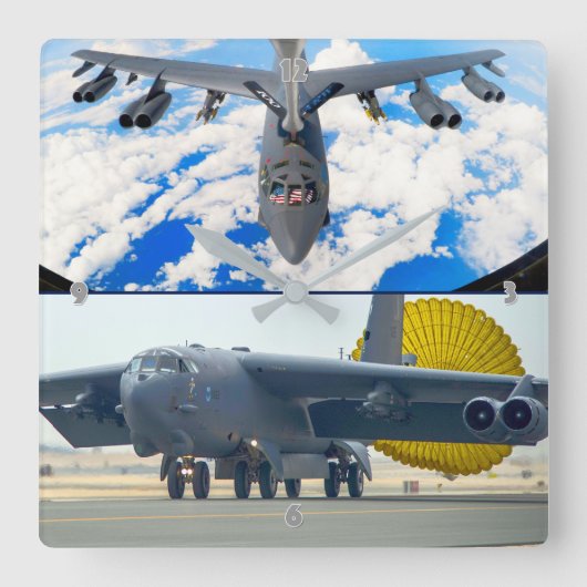 B-52Hストラトフォートレス スクエア壁時計 (正面)