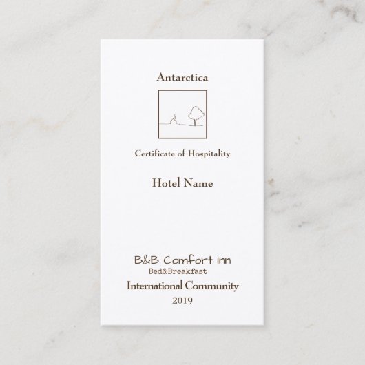 B&B心地よいイン南極コミュ国際的ニティ 名刺 (正面)