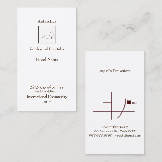 B&B心地よいイン南極コミュ国際的ニティ 名刺 (正面/裏面)