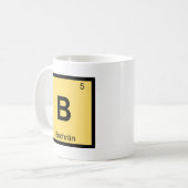B - Bodhran音楽化学周期表の記号 コーヒーマグカップ (正面左)