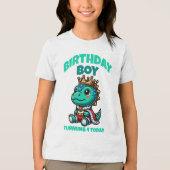 B-Day Boy Dinosaur T-Shirt Turning 4 Today Custom トライブレンドＴシャツ (正面)