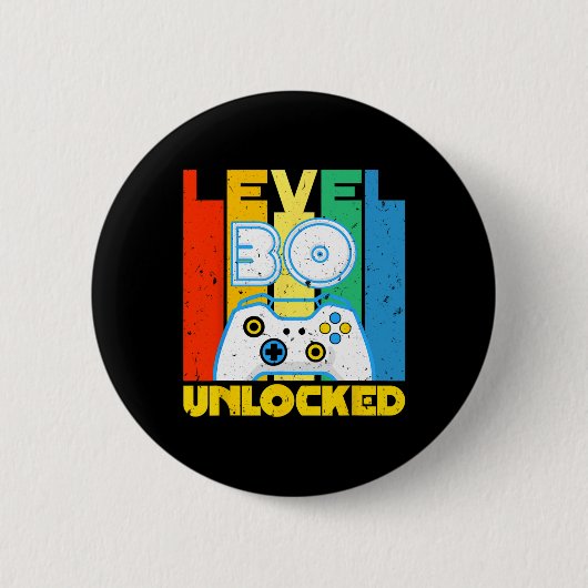 B-day Video Player Level 30 Unlocked Retro Gamer 缶バッジ (正面)