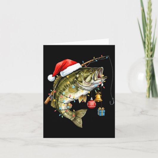 B Fish Festive Lights Christmas Funny Fishing Long カード (正面)