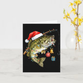 B Fish Festive Lights Christmas Funny Fishing Long カード (黄色い花)