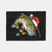 B Fish Festive Lights Christmas Funny Fishing Long フリースブランケット (正面(横))