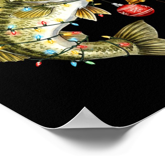 B Fish Festive Lights Christmas Funny Fishing Long ポスター (角)