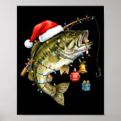 B Fish Festive Lights Christmas Funny Fishing Long ポスター (正面)