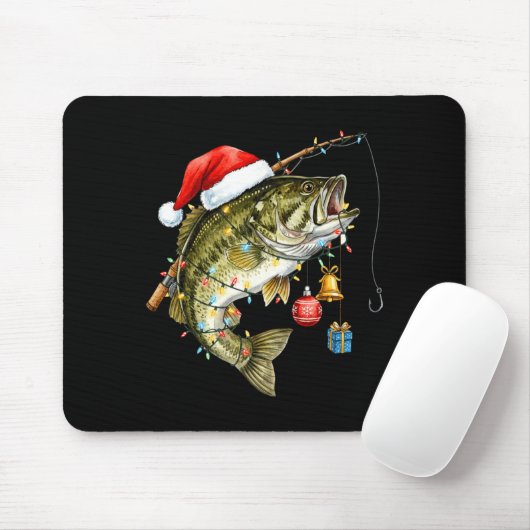 B Fish Festive Lights Christmas Funny Fishing Long マウスパッド (マウス)