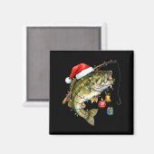 B Fish Festive Lights Christmas Funny Fishing Long マグネット (正面/裏面)