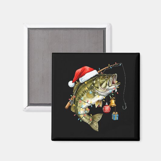 B Fish Festive Lights Christmas Funny Fishing Long マグネット (正面/裏面)