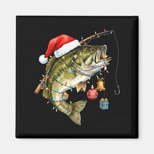 B Fish Festive Lights Christmas Funny Fishing Long マグネット (正面)