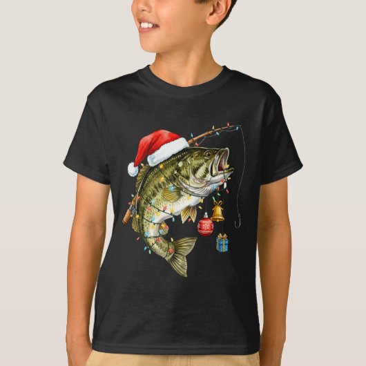 B Fish Festive Lights Christmas Funny Fishing Long Tシャツ (正面)