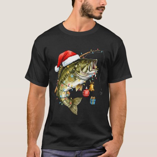 B Fish Festive Lights Christmas Funny Fishing Long Tシャツ (正面)