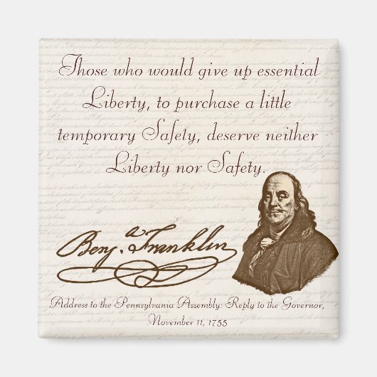 B. Franklin:自由と安全 – マグネット#1 マグネット (正面)