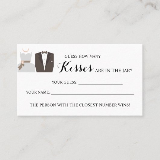 B & Gキスブライダルシャワーゲームカード プレイスカード (正面)