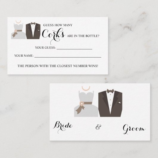 B & Gコークスブライダルシャワーゲームカード プレイスカード (正面/裏面)