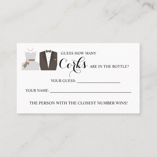 B & Gコークスブライダルシャワーゲームカード プレイスカード (正面)