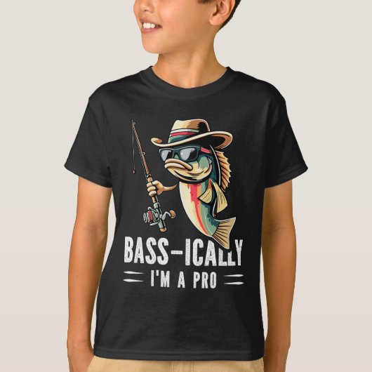 B-Ically I Am Aプロ魚釣り好おもしろいき魚 Tシャツ (正面)