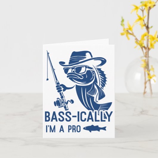 B-ically I Am A Pro Fishing Funny Fisherman Fish  カード (黄色い花)
