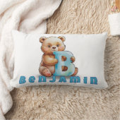 B is for Bear – オリジナル ベビー枕  ランバークッション (ブランケット)