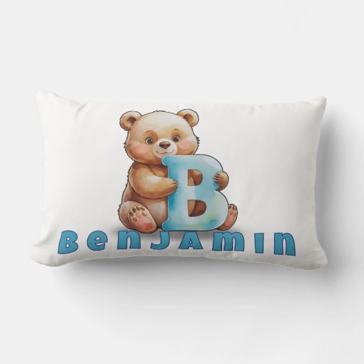 B is for Bear – オリジナル ベビー枕  ランバークッション (正面)