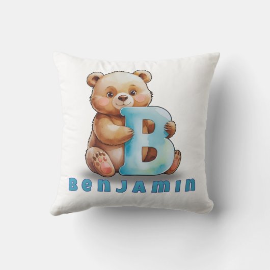 B is for Bear – Personalized Baby Pillow クッション (裏面)