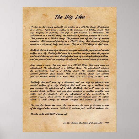 B Jパーマー – ザビッグアイディアカイロプラクティックプリント ポスター (正面)