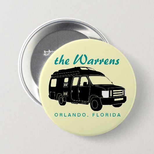 B Motorhome/キャンピングカーヴァンのシルエットのグラフィックを分類して下さい 缶バッジ (正面&裏面)