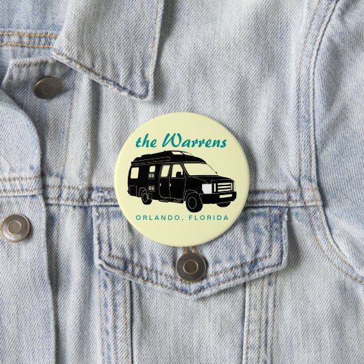 B Motorhome/キャンピングカーヴァンのシルエットのグラフィックを分類して下さい 缶バッジ (インサイチュ)