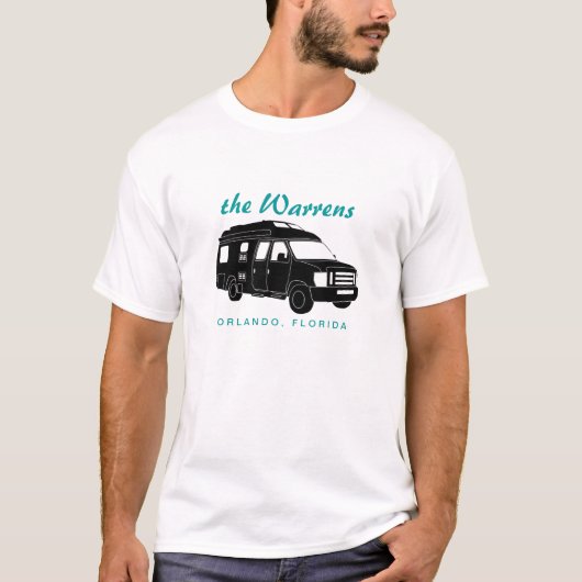 B Motorhome/キャンピングカーヴァンのシルエットのグラフィックを分類して下さい Tシャツ (正面)