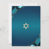 B’nai Mitzvah Turquoise Ombre Agate Gold Script 招待状 (裏面)