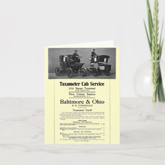 B+Oの鉄道Taxameterのタクシーサービス1908年 カード (正面)