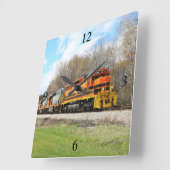 B&Pディーゼルスプリングタイム機関車 スクエア壁時計 (傾斜)