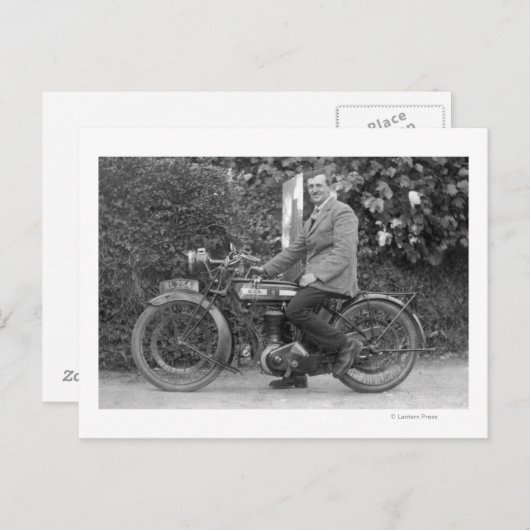 B.S.A.バイクの老人 ポストカード (正面/裏面)