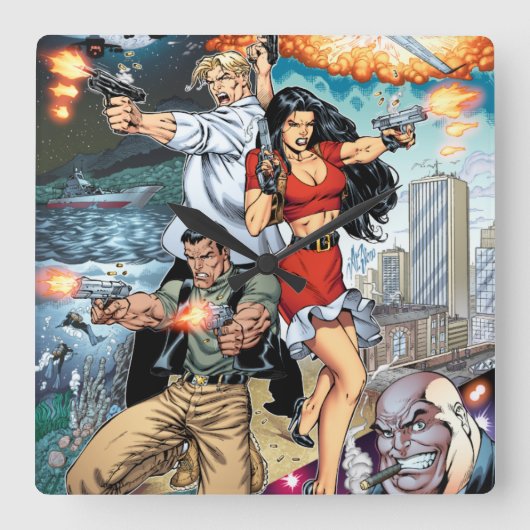 B@stard Stew Action Adventure Art by Al Rio スクエア壁時計 (正面)