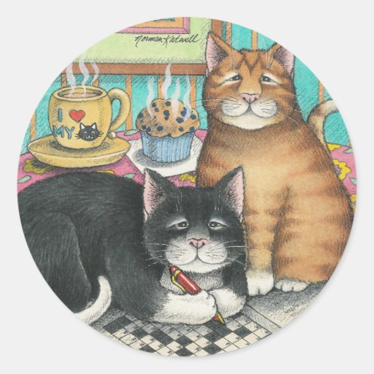 B & T #12クロスワードステッカー ラウンドシール (正面)