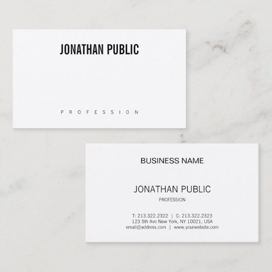 B&Wお洒落デザインモダンプロフェッショナルプエレガントラン 名刺 (正面/裏面)