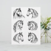 B&Wかわいらしホースヘッドラインアートスケッチ (スタンド正面)