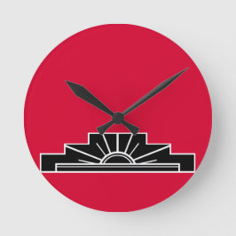 B&Wと赤のアールデコモチーフ ラウンド壁時計
