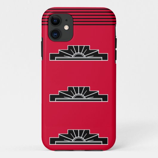 B&WとRed Case-Mate iPhone Casのアールデコモチーフ iPhoneケース (裏面)