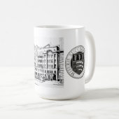 B/Wのエッチング及びバッジが付いているミドルセックスの病院のマグ コーヒーマグカップ (正面右)