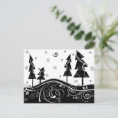 b&wのクリスマスツリー シーズンポストカード (スタンド正面)