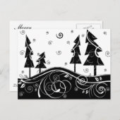 b&wのクリスマスツリー シーズンポストカード (正面/裏面)