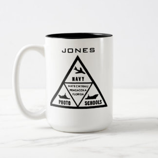 B&Wのネイビーフォトスクールロゴ ツートーンマグカップ