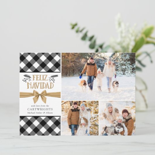 B&Wのバッファローの点検の金ゴールドのブラウンFELIZ NAVIDAD シーズンカード (スタンド正面)