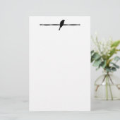 B&Wのワイヤーシルエットの鳥 便箋 (スタンド正面)