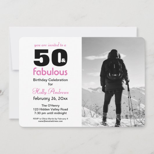 B&Wの写真を持つ50そしてすばらしいパーティの招待状 招待状 (正面)