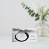 B&Wの水彩画穏やかな山の禅Enso 名刺 (スタンド正面)