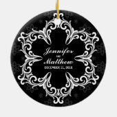 B&Wの結婚式の記念品の写真のオーナメント セラミックオーナメント (裏面)